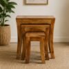 Solid Wood Curved Legs Nesting Tables