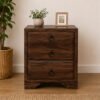 Walnut Three Drawer Nightstand