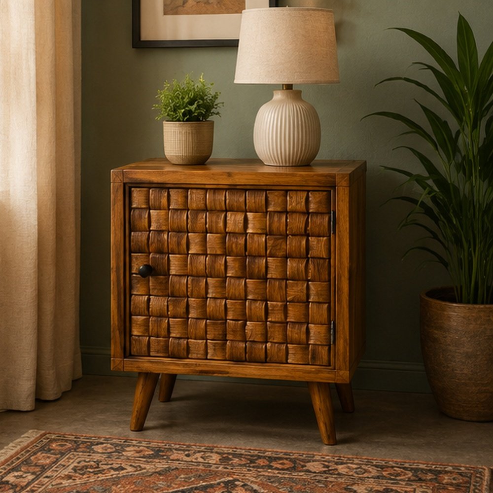 Woven Front Storage Cabinet