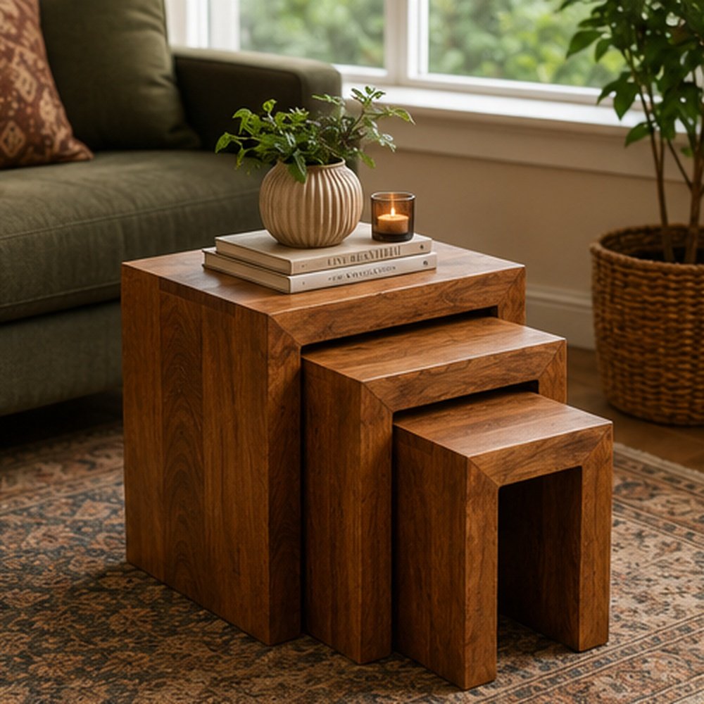 Solid Wood Nesting Tables - Image 2