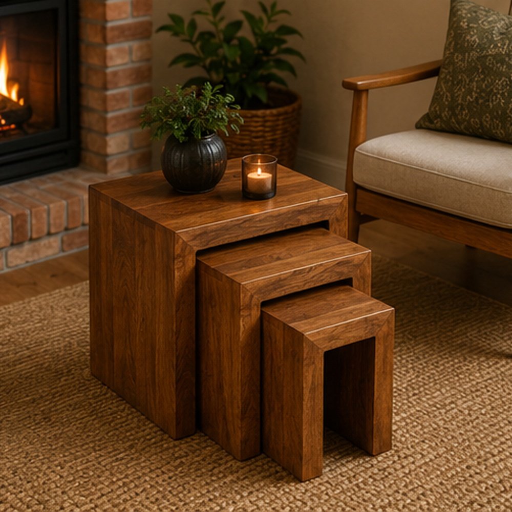 Solid Wood Nesting Tables - Image 4