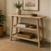Light Wood Three-Tier Console