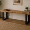 Rustic Wood & Metal Bench
