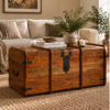 Curved Solid Wood Storage Trunk & Coffee Table